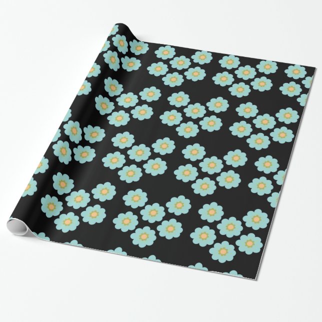 Papier Cadeau Fleurs bleues Fleurs marguerites  (Déroulé)