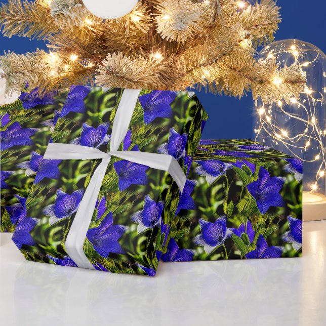 Papier Cadeau Fleurs bleues Motif de la nature (Vacances)