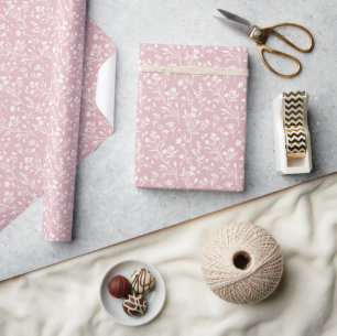 Papier Cadeau Fleurs bruissantes Neutre - Rose apaisé