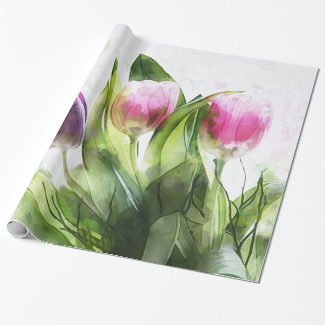 Papier Cadeau Fleurs colorées (Déroulé)