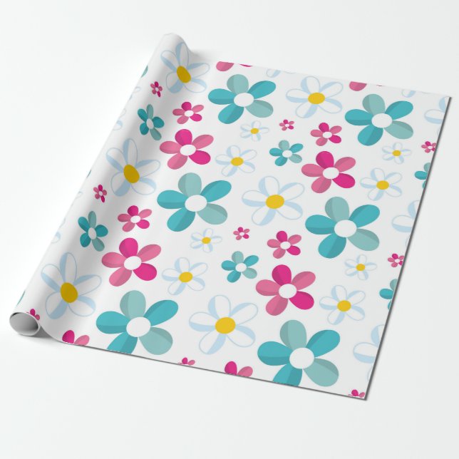 Papier Cadeau Fleurs colorées (Déroulé)