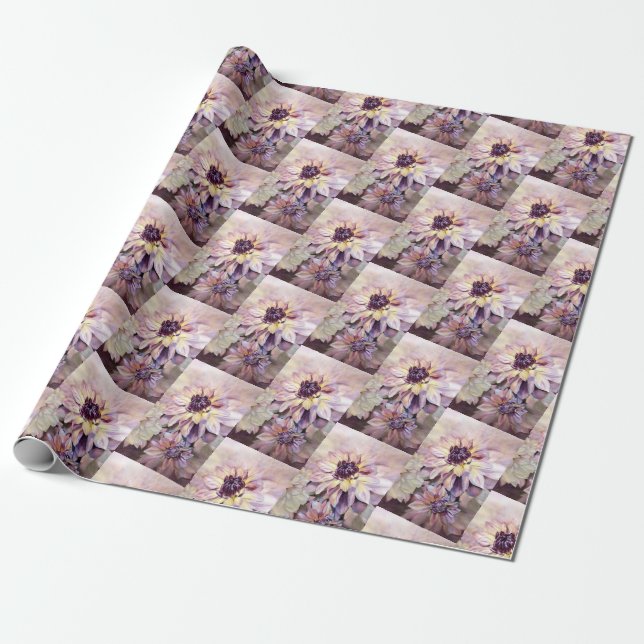 Papier Cadeau Fleurs Dahlia Superbes (Déroulé)
