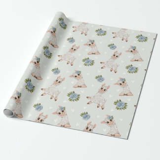 Papier Cadeau Fleurs d'alpaga animal de lama mignonne