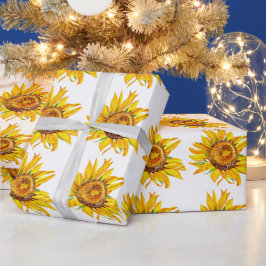 Papier Cadeau Fleurs d'aquarelle de tournesol