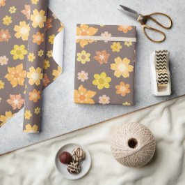 Papier Cadeau Fleurs d'automne et fleurs d'or Anniversaire inint
