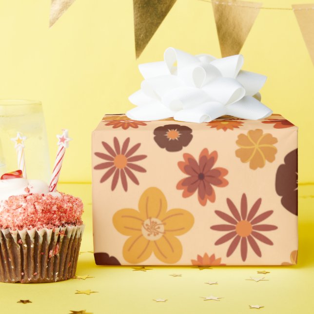 Papier Cadeau Fleurs d'automne mignonnes Automne Cadeaux d'anniv (Fête d'anniversaire)