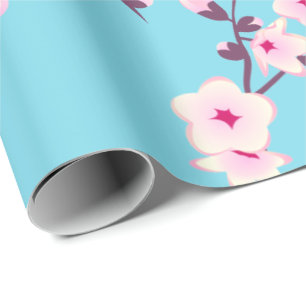 Papier Cadeau Fleurs de cerisier Motif Ciel rose bleu
