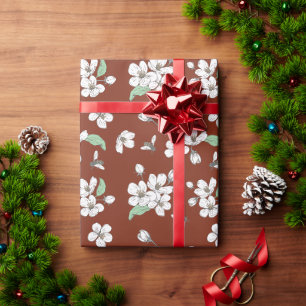 Papier Cadeau Fleurs de cerisiers et abeilles Ambre foncé sans c