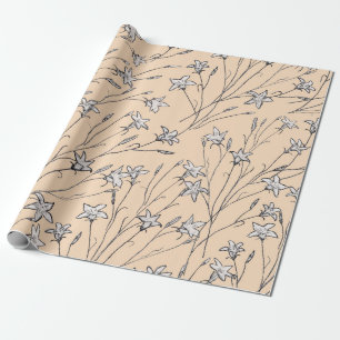 Papier Cadeau fleurs de cloches motifs transparentes pastel