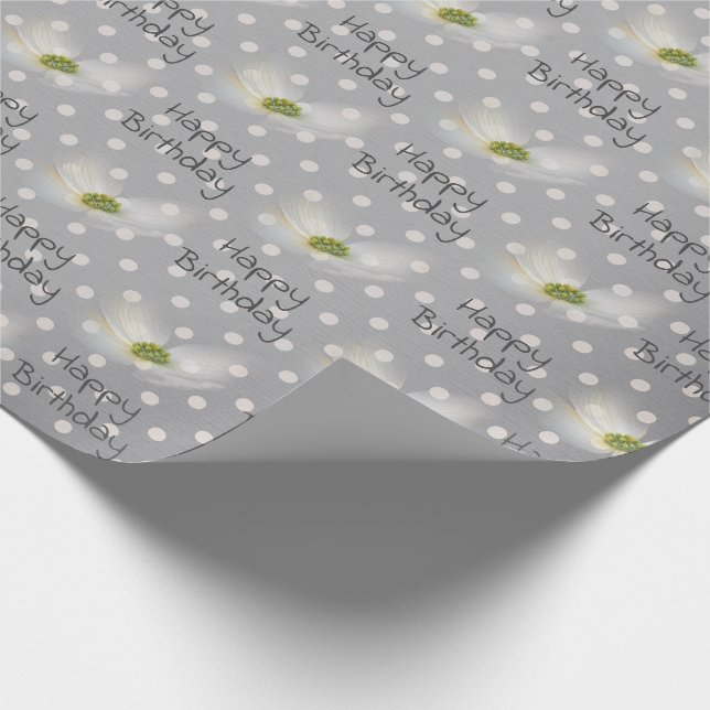 Papier Cadeau Fleurs De Cosmos Anniversaire En Pois (Coin)