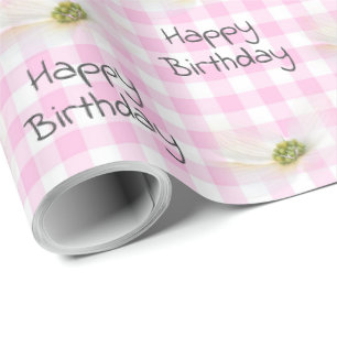 Papier Cadeau Fleurs De Cosmos Anniversaire Sur En vichy Rose