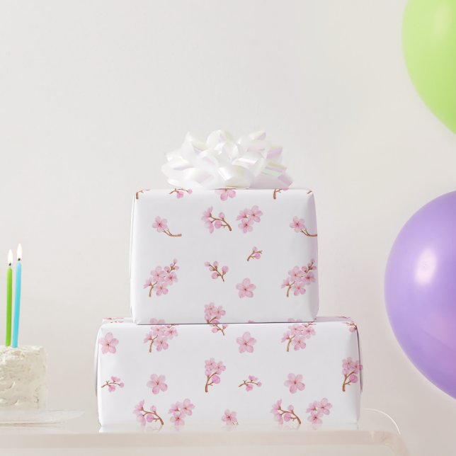 Papier Cadeau Fleurs de fleurs de cerisier d'aquarelle (Cadeaux de fête)