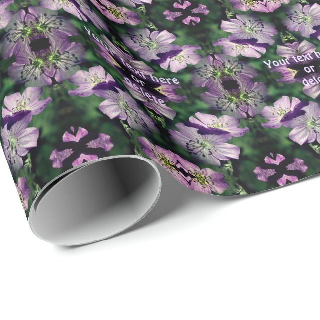Papier Cadeau Fleurs de géranium violet Multipliées Personnalisé (Coin rond)
