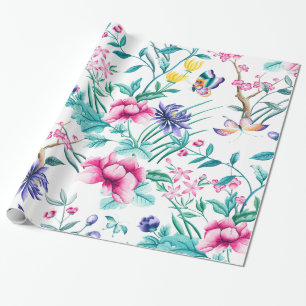 Papier Cadeau Fleurs de jardin de printemps colorées motif