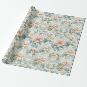Papier Cadeau Fleurs de jardin Régence pastel