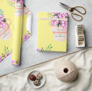 Papier Cadeau Fleurs de la Fête des Mères en Coupe