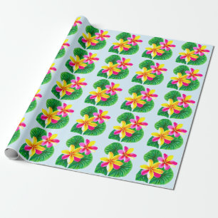 Papier Cadeau Fleurs de la Plumeria tropicale