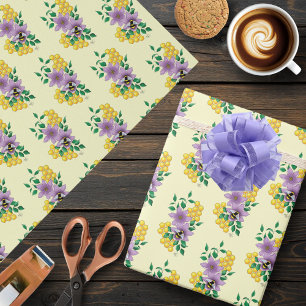 Papier Cadeau Fleurs de lavande de bourdon Jaune