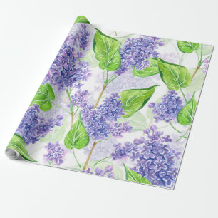 Papier Cadeau Fleurs de lilas d'aquarelle
