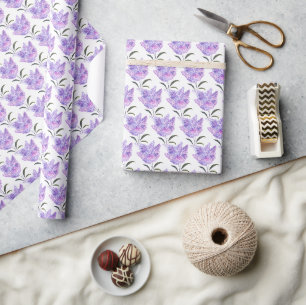 Papier Cadeau Fleurs de lilas violettes aquarelle motif nature
