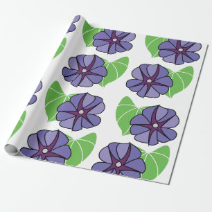 Papier Cadeau Fleurs de l'Ipomée Bleue Floral