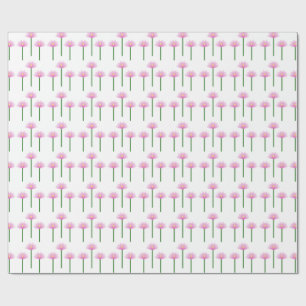 Papier Cadeau Fleurs de Lotus roses sur tiges vertes