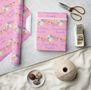 Papier Cadeau Fleurs de marguerite colorées, Roses