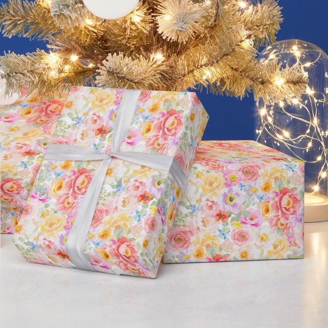 Papier Cadeau Fleurs de motif de fleurs d'été (Vacances)