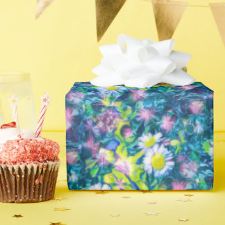 Papier Cadeau Fleurs de nature numérique, bleu marguerite
