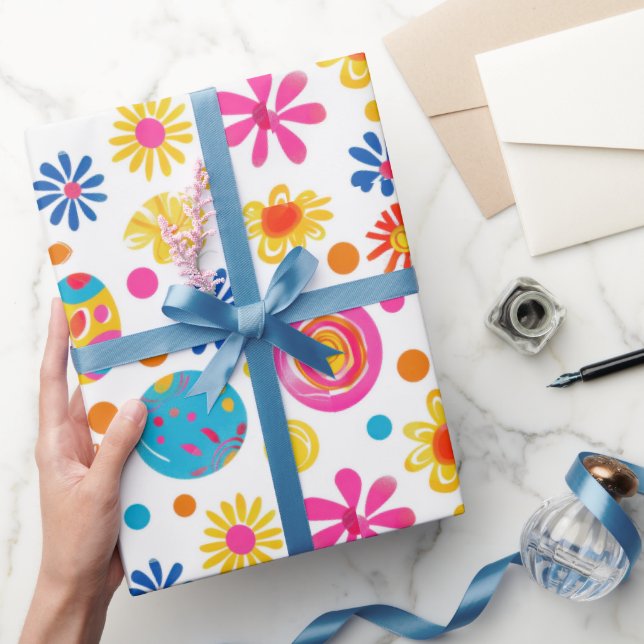 Papier Cadeau Fleurs de Pâques (Cadeaux)