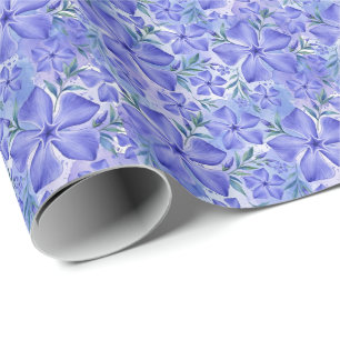 Papier Cadeau Fleurs de Pervenche Bleu Violet Fleurs de Vinca