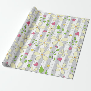 Papier Cadeau Fleurs de printemps camomille marguerite floral he