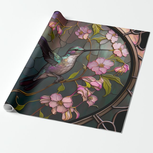 Papier Cadeau Fleurs de printemps Motifs en verre lisse (Déroulé)