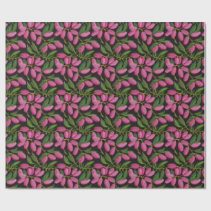 Papier Cadeau Fleurs de printemps sur un arrière - plan noir