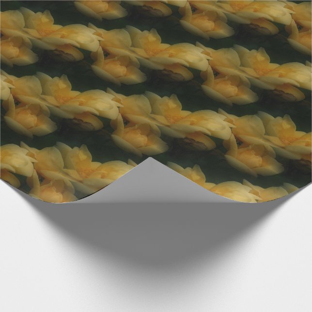 Papier Cadeau Fleurs de rose jaune Motif d'art naturel (Coin)