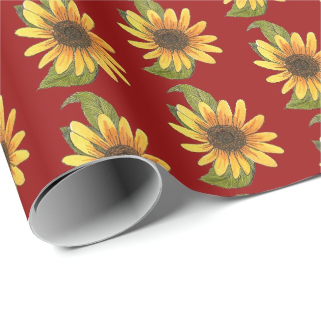 Papier Cadeau Fleurs de soleil (Coin rond)