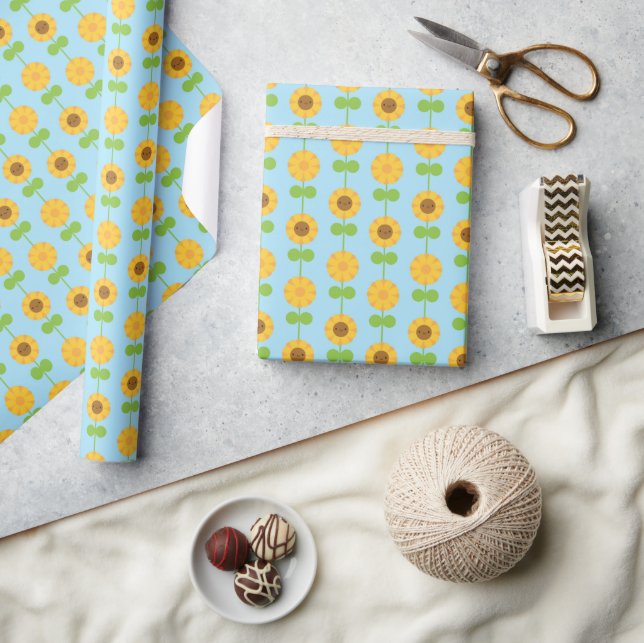 Papier Cadeau Fleurs de soleil de Kawaii (Artisanat)