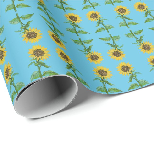 Papier Cadeau Fleurs de soleil jaunes (Coin rond)