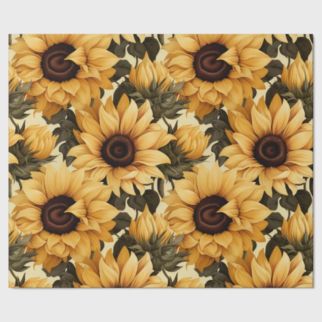 Papier Cadeau Fleurs de soleil sur un rouleau Arrière - plan pâl (Couture)