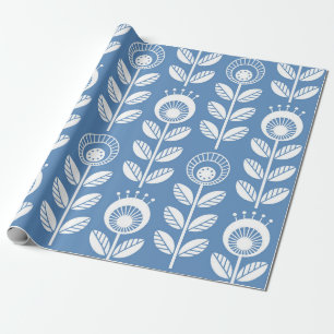 Papier Cadeau Fleurs de style folk scandinave - fleurs florales 