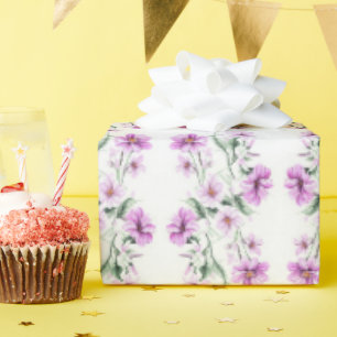 Papier Cadeau Fleurs de tambours roses et violets
