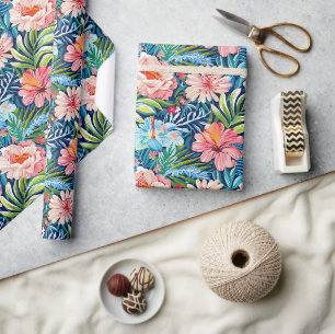 Papier Cadeau Fleurs d'été Motif floral tropical joli