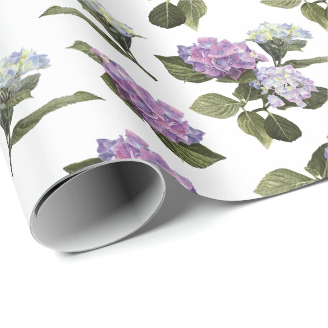 Papier Cadeau Fleurs d'Hydrangée (Coin rond)
