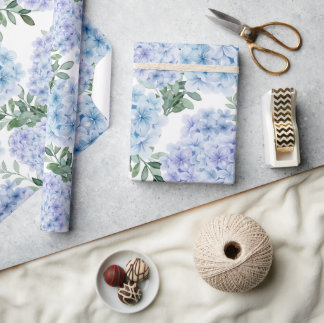 Papier Cadeau Fleurs d'hydrangée bleue