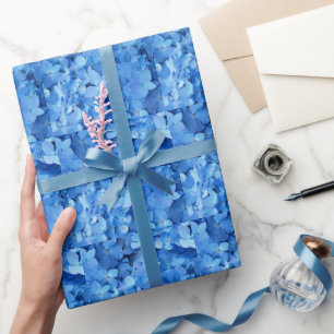 Papier Cadeau Fleurs d'Hydrangée Bleue Motifs
