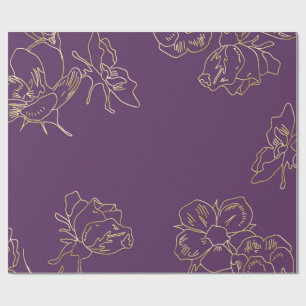 Papier Cadeau Fleurs d'or Art nouveau