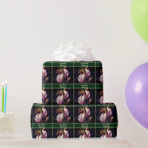 Papier Cadeau Fleurs d'orchidées rose Lady Slipper Personnalisée