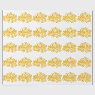 Papier Cadeau Fleurs dorées Merci !