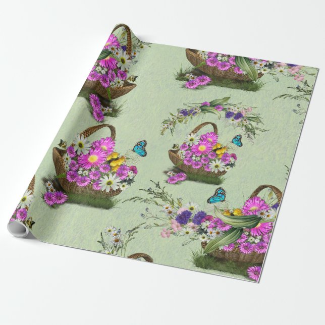 Papier Cadeau Fleurs du printemps mi-été (Déroulé)