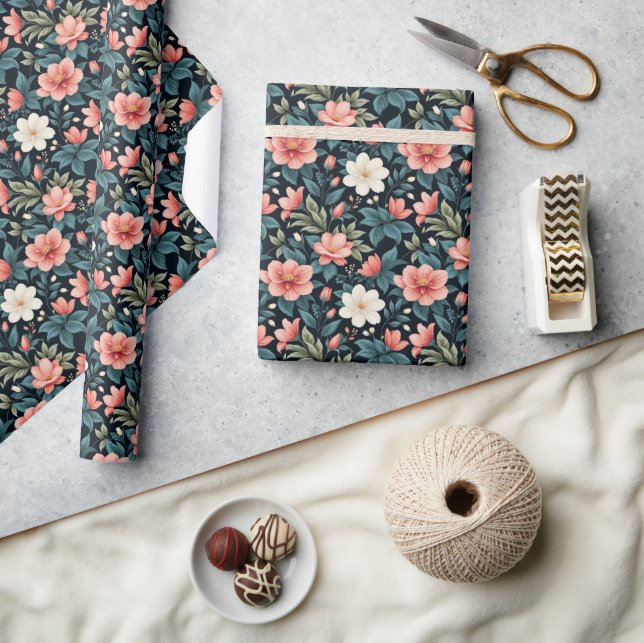 Papier Cadeau Fleurs élégantes, (Artisanat)